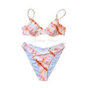 Forever 21 Women's Tie Dye Swirl Underwire Hipster Triangle Bikini SwimSuit Sz L